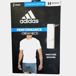 Adidas Men's Preformance Stretch Cotton Crew Neck T-Shirts 2 Pack Size Medium